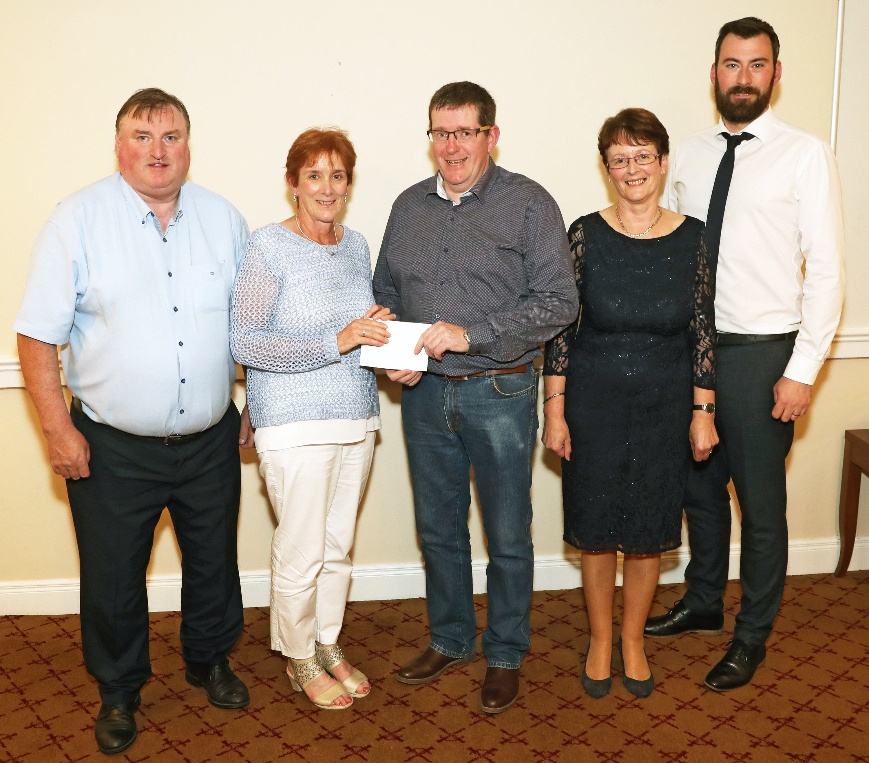 Anne Fitzmaurice Aurivo Co-op Claremorris presents sponsorship to Tom Byrne, Chairman Claremorris Agri Show 2019 at the press night in the McWilliam Park Hotel, Included from left are Cllr Tom Connolly,  Pauline Prendergast, Show PRO and Patrick Broderick, President Claremorris Chamber of Commerce. Photo © Michael Donnelly
