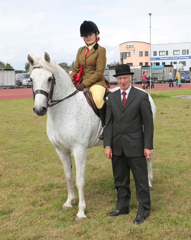 Amy Duggan Crossgar Co Galway winner in Class31  Ridden Connemara Pony 4 yrs and over (U-16 rider) Sponsored by Henry Prendergast Accountants pictured with Tony Ennis (judge) at Claremorris 101st Agricultural Show 2019. Photo © Michael Donnelly