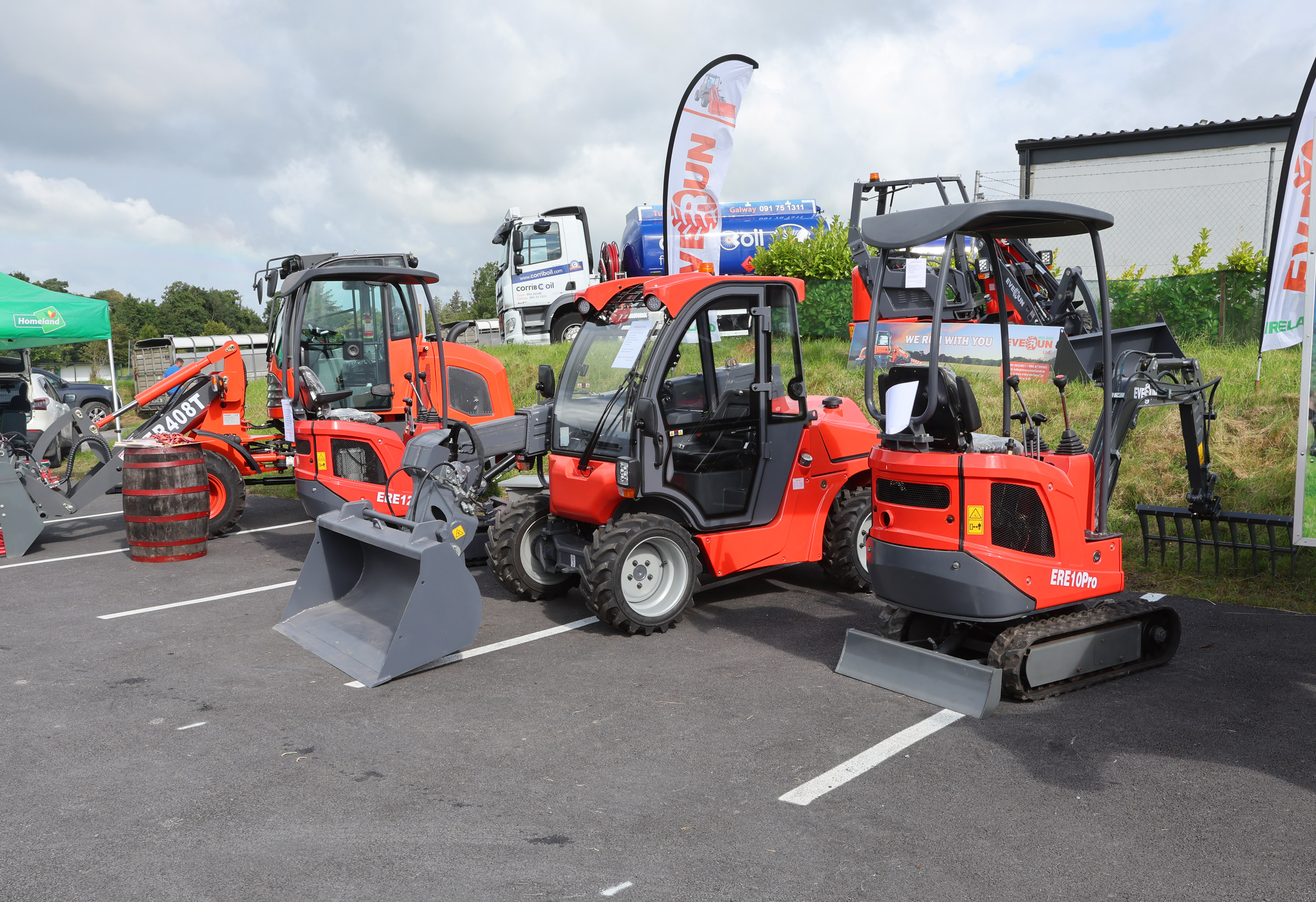 Some mini digger and compact loaders from Everun Ireland who are just down the road in Ballymoe, Co. Galway F45 RH28 at the 103rd Claremorris Show with one of the many Corrib Oil delivery tankers in the background. Photo © Michael Donnelly