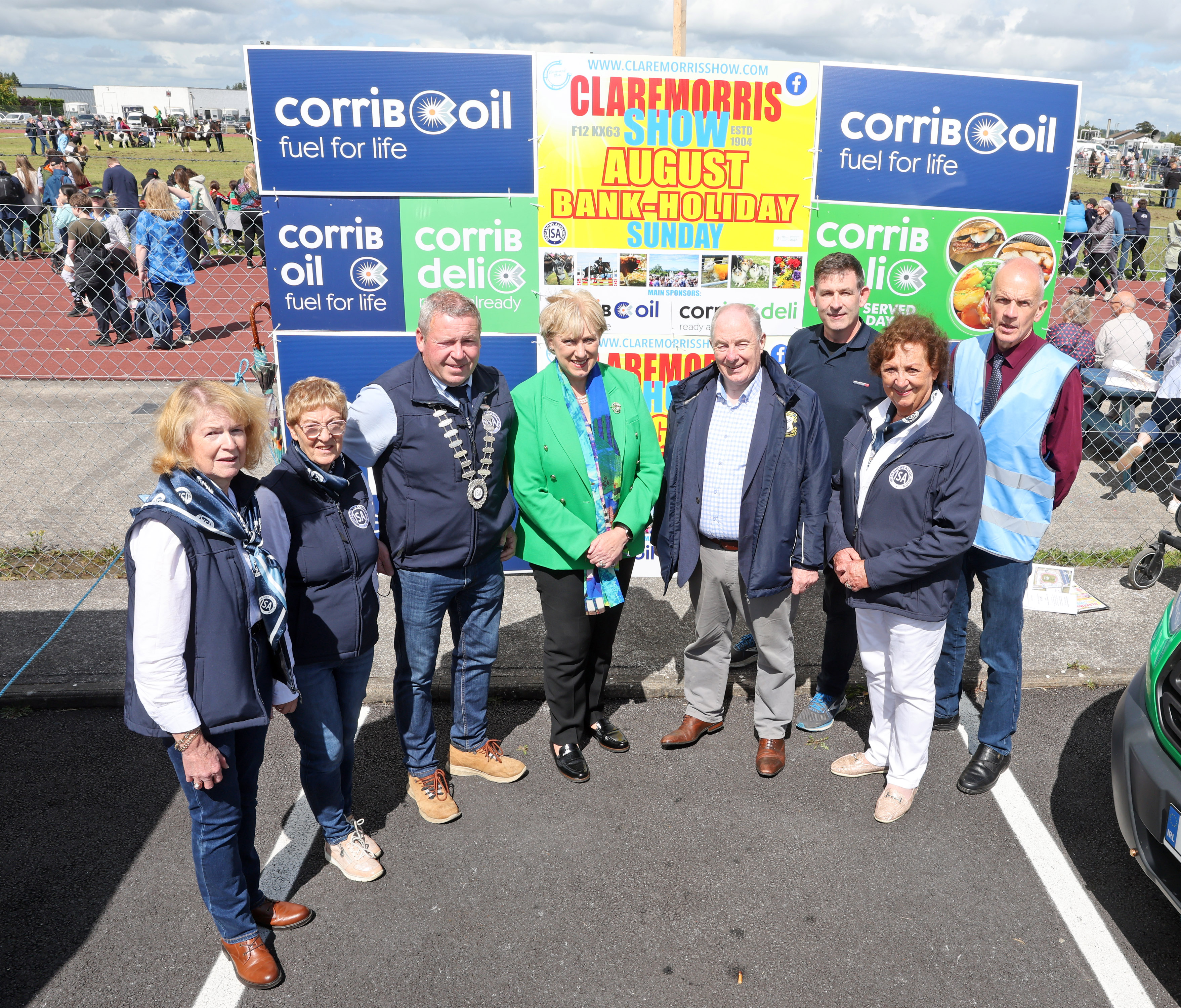 Minister for Social Protection and Rural & Community Development Heather Humphreys TD (centre) pictured at Claremorris 103rd Show with from left: Ann O'Malley, ISA; Catherine Gallagher, ISA; Ray Brady, President ISA; Deputy  Michael Ring T.D.;  Tommy Conway Corrib Oil (sponsors); Freda Kinnarney ISA  Eastern Regional Chairperson & National Vice-President, and Michael McGrath, Vice-chairman and Treasurer Claremorris Show 2023l