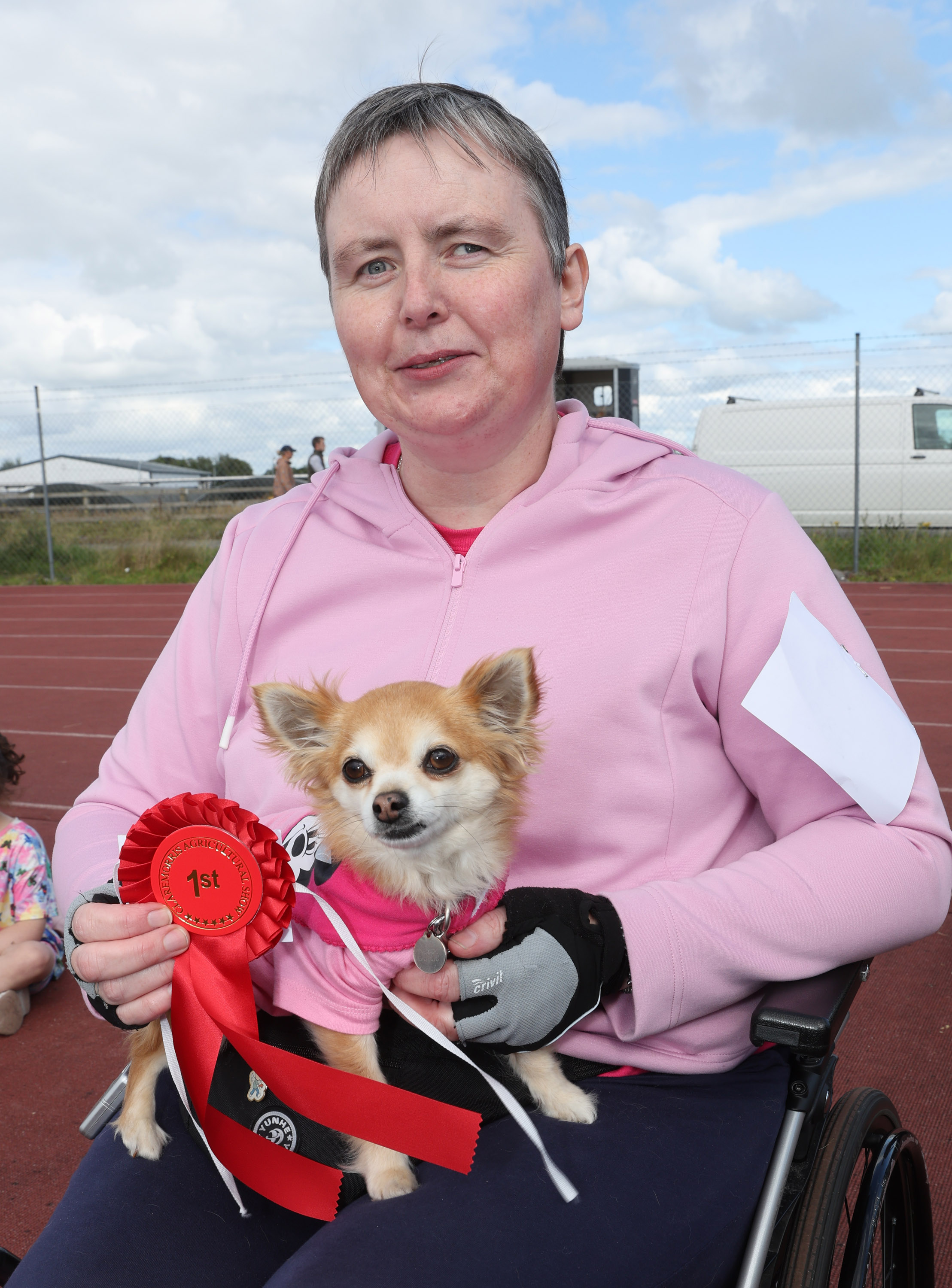 Fiona  Navin Claremorris wth her dog "Dottie" who  won 1st prize for in the Fancy Dress competition at  the Claremorris 103rd Show in Claremorris on 5th August. Photo © Michael Donnelly