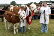The Champion Simmental at the 88th Claremorris Agricultural Show, was won by Martin Regan Cloonfad, shown by from left:  Maeve and Jacintha Regan. Photo: © Michael Donnelly